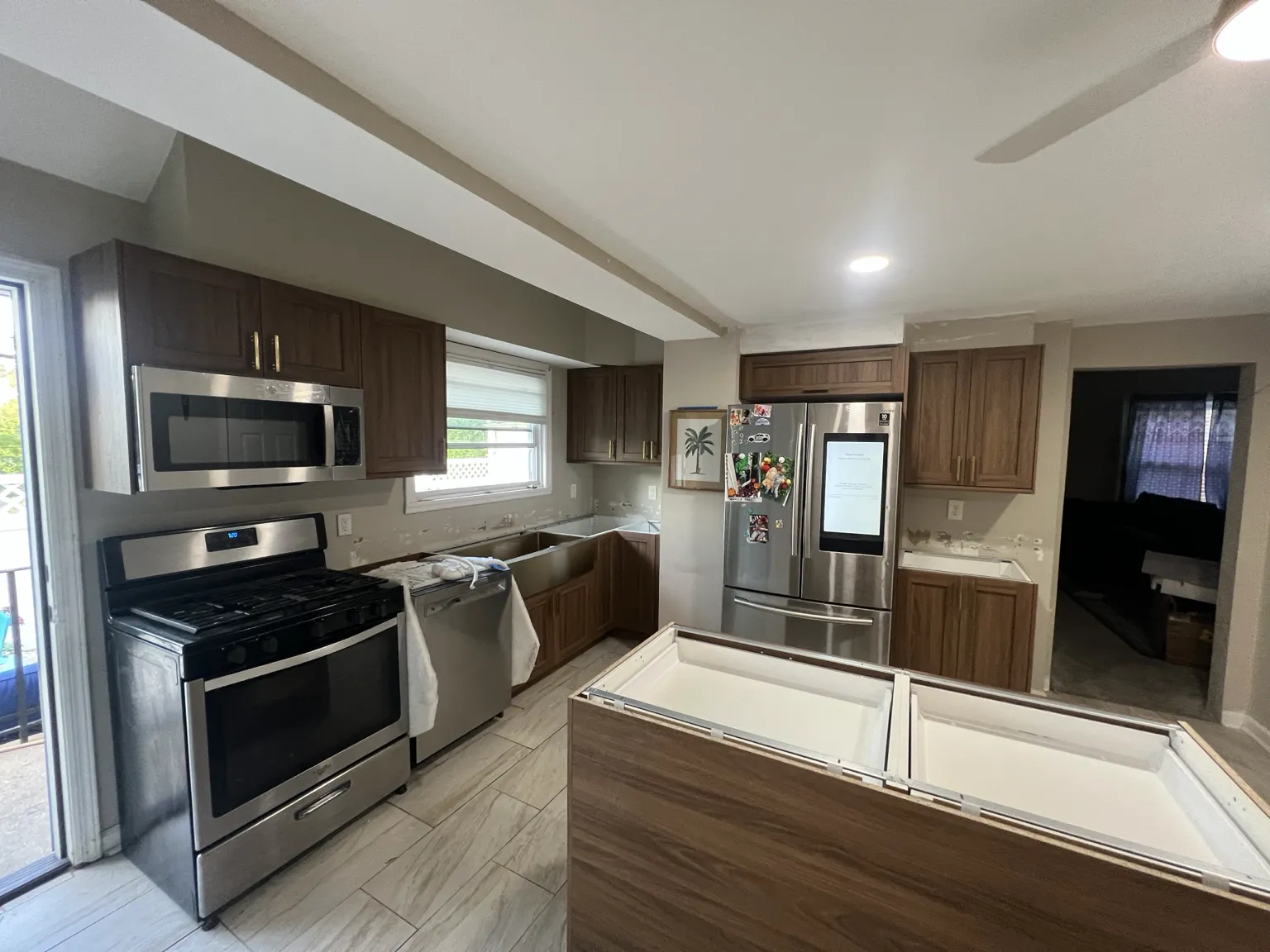 Walnut Kitchen with Island Install — photo 1