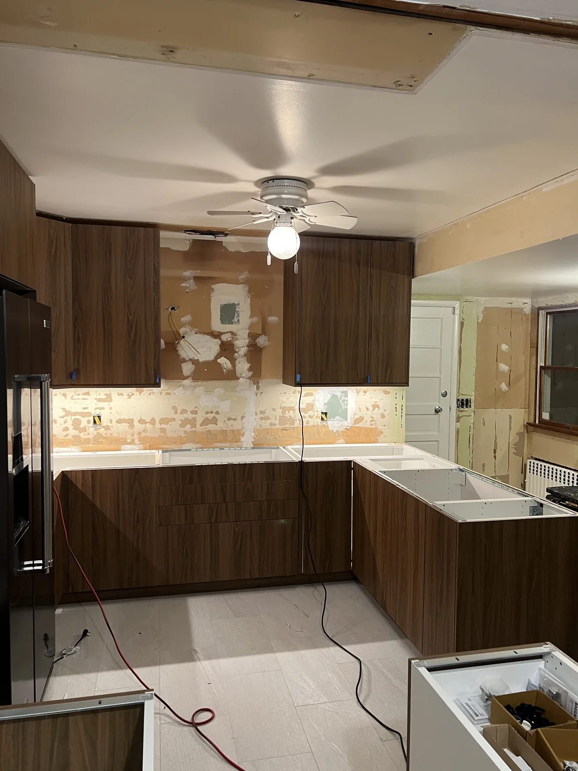 Two-Tone Walnut & White Kitchen